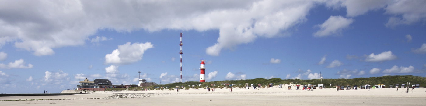 Panoramablick auf Borkum und den Leuchtturm